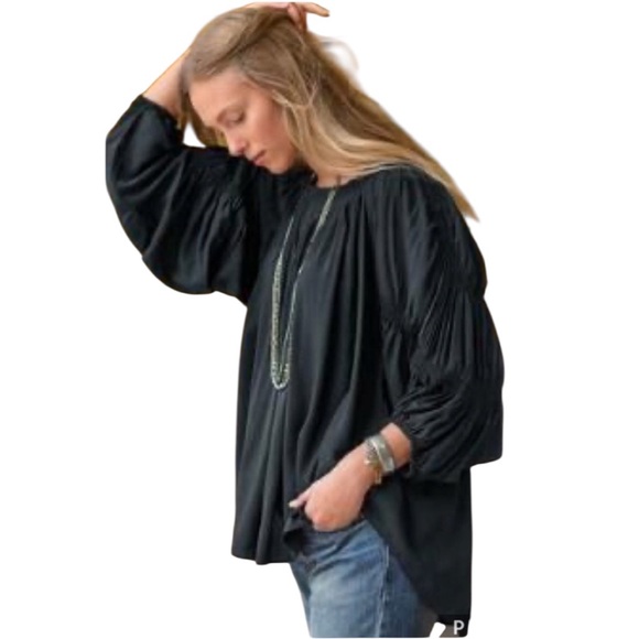 Sundance Tops - Sundance Black Sweet Serenade Ruched Sleeve Top size xlarge